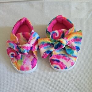 Pink and Blue Baby Walker Shoes with Decorative Bows